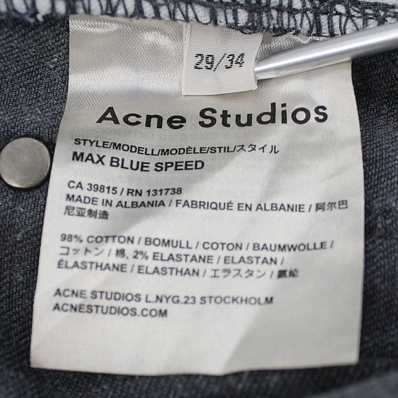ACNE STUDIOS Maxx Jean Blue Speed Slim Skinny Low Rise Stretch Denim Men's 29x34 - Picture 9 of 16